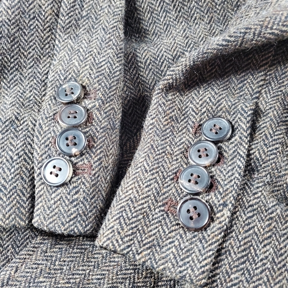 All Saints Brown Herringbone Suit Blazer Jacket - Picture 11 of 11